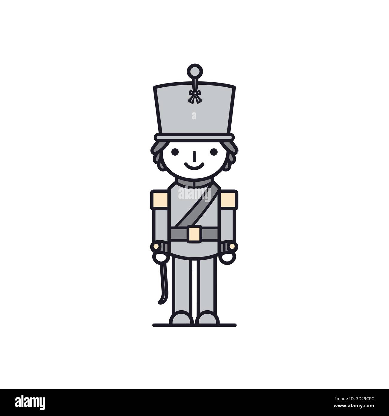 Il soldato dello schiaccianoci grigio è pronto per il natale in uniforme Illustrazione Vettoriale