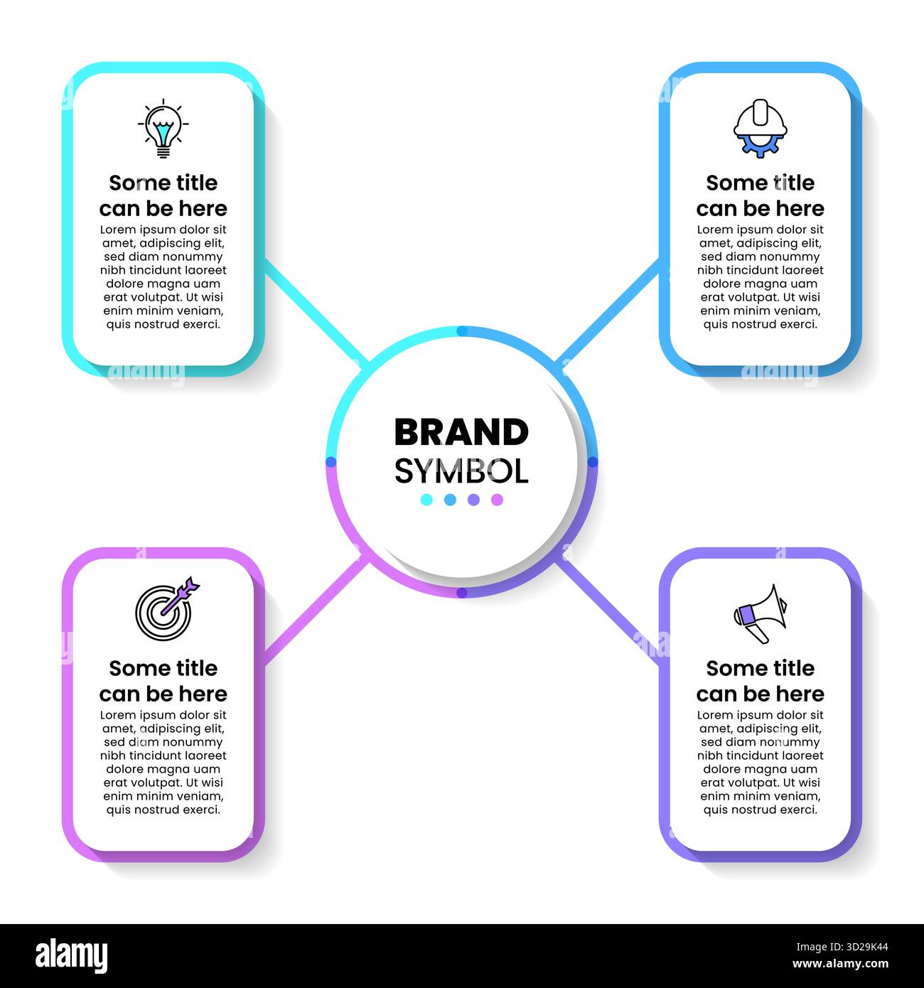 Modello infografico con icone e 4 opzioni o passaggi. Rettangoli. Può essere utilizzato per il layout del flusso di lavoro, il diagramma, il banner, il webdesign. Illustrazione vettoriale Illustrazione Vettoriale