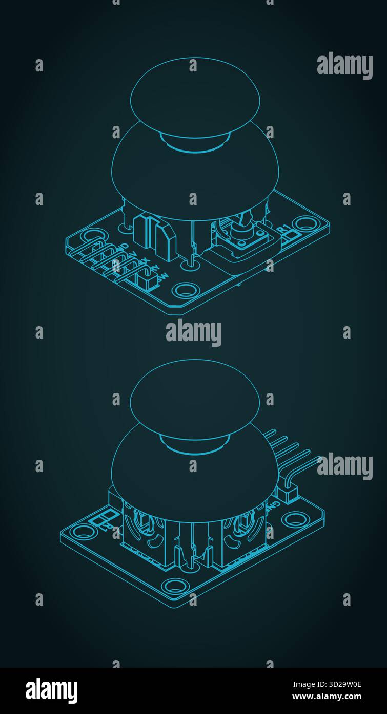 Modulo joystick per disegni isometrici arduino illustrazione vettoriale stilizzata Illustrazione Vettoriale