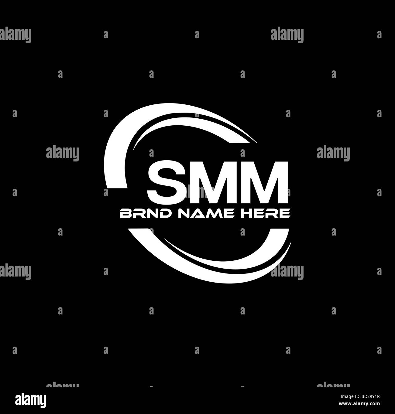 Set SMM, logo SMM. DESIGN S M M. Lettera SMM bianca. Logo SMM, S M M Letter. Set di logo con lettera SMM iniziale, monogramma in maiuscolo con cerchio collegato Illustrazione Vettoriale