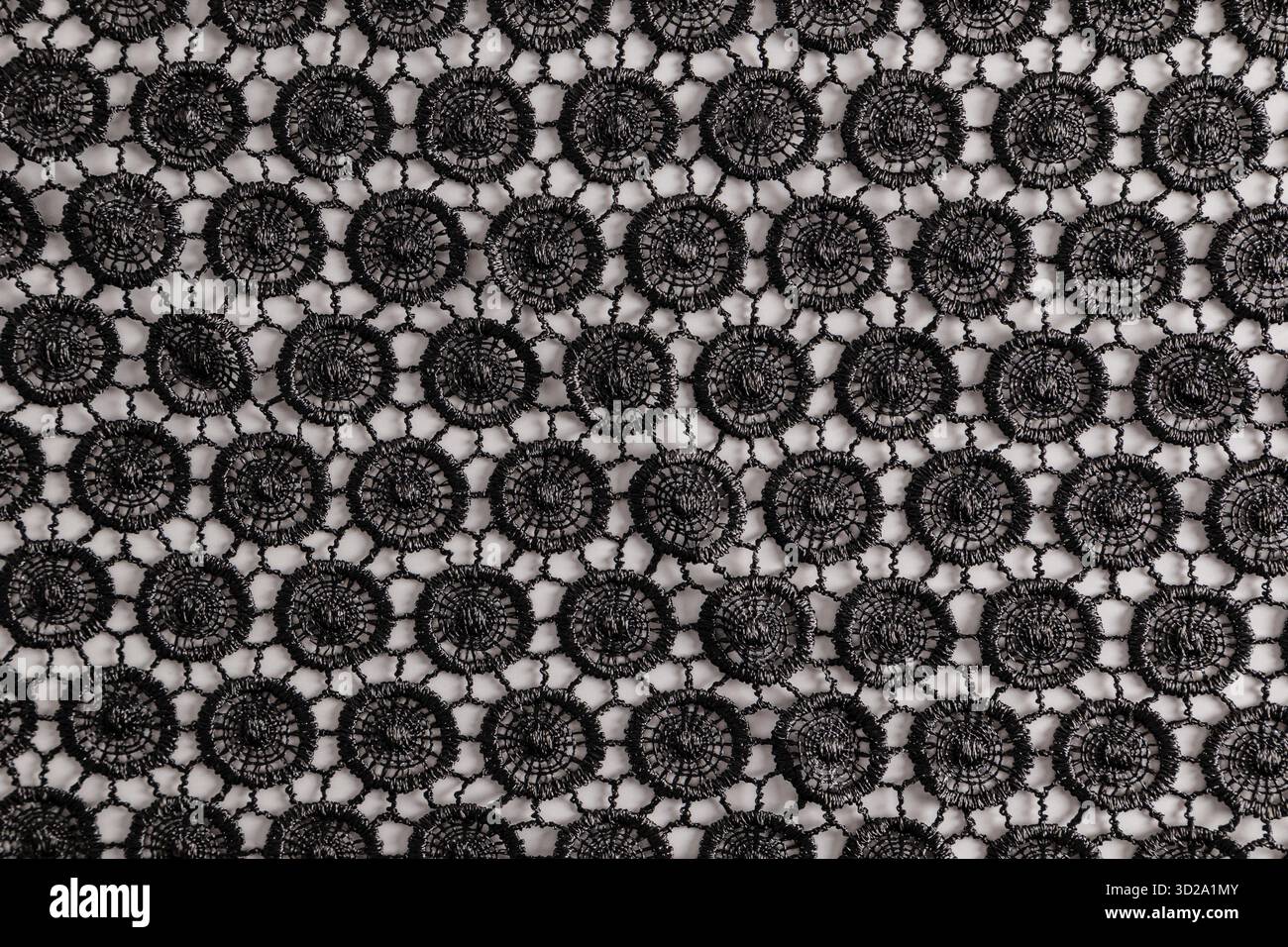 Illustrazione di sfondo con un motivo a pizzo. pizzo vintage nero. sfondo tessile Foto Stock