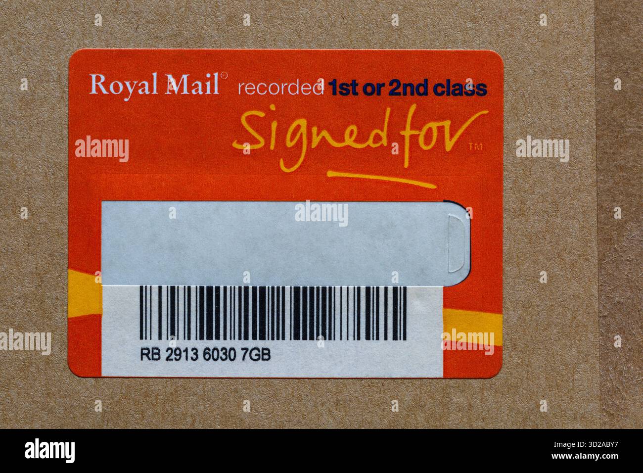 Royal mail ha registrato l'etichetta sul pacco Foto Stock