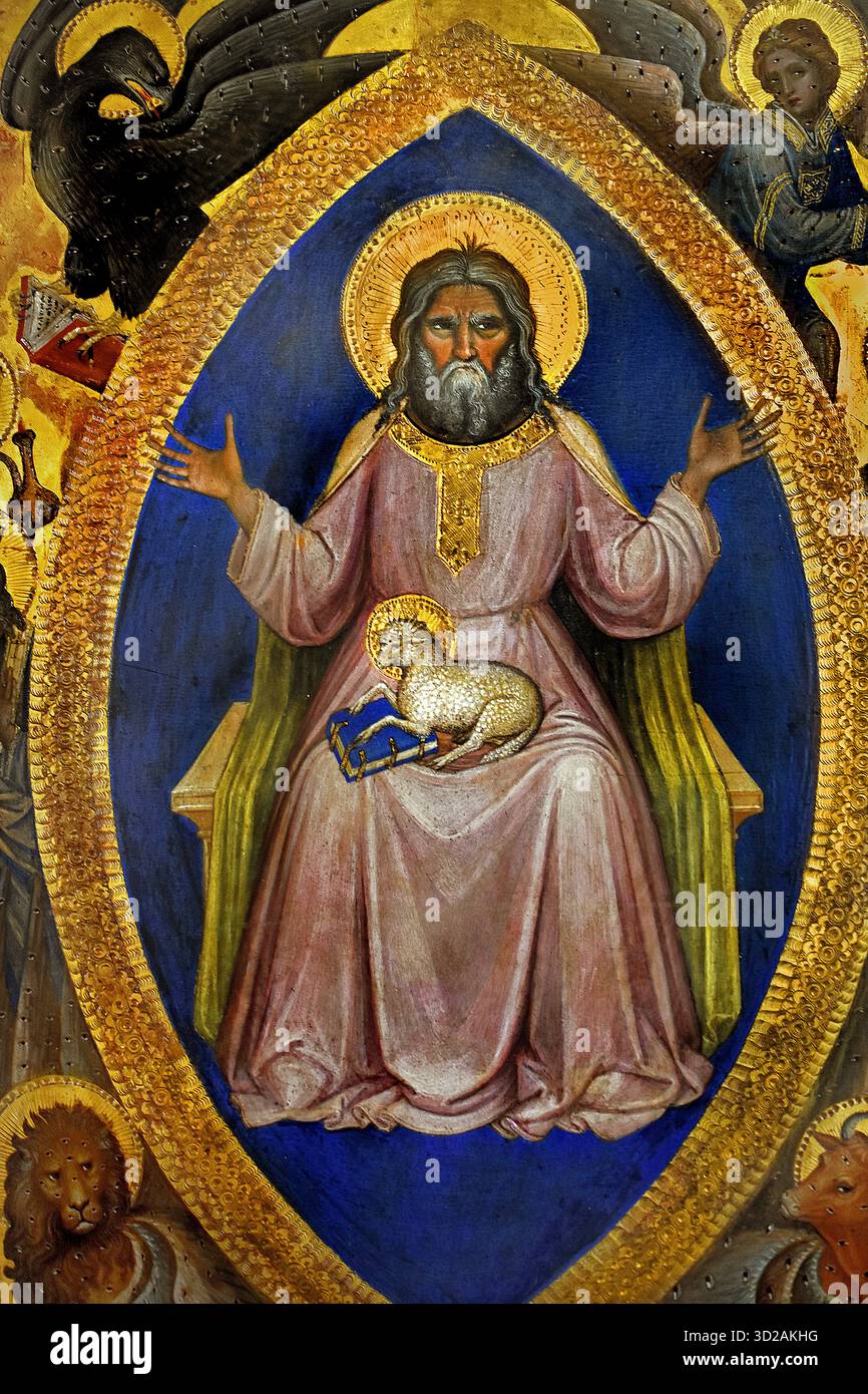 Santo Padre da JACOBELLO ALBEREGNO ( Data di nascita: 1367 morì: Venezia, ) Polittico dell'Apocalisse Italia, italiano (dettaglio) Foto Stock