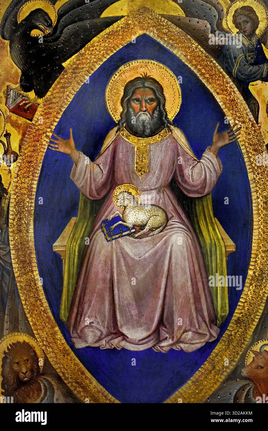 Santo Padre da JACOBELLO ALBEREGNO ( Data di nascita: 1367 morì: Venezia, ) Polittico dell'Apocalisse Italia, italiano (dettaglio) Foto Stock