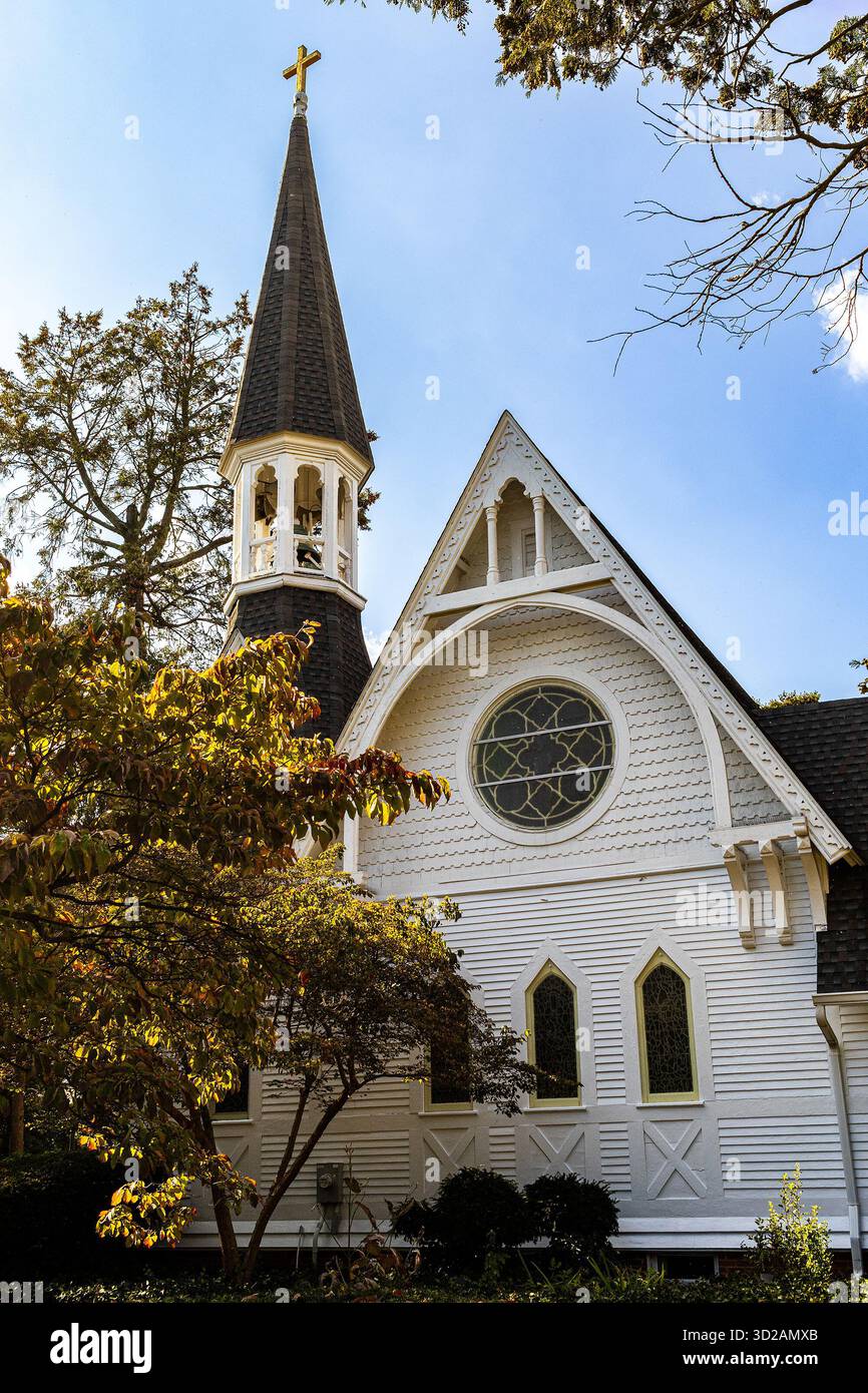 Trinity-St John's Church a Hewlett, New York, una storica chiesa anglicana cristiana all'interno della città di Hempstead nella contea di Nassau, a Long Island Foto Stock