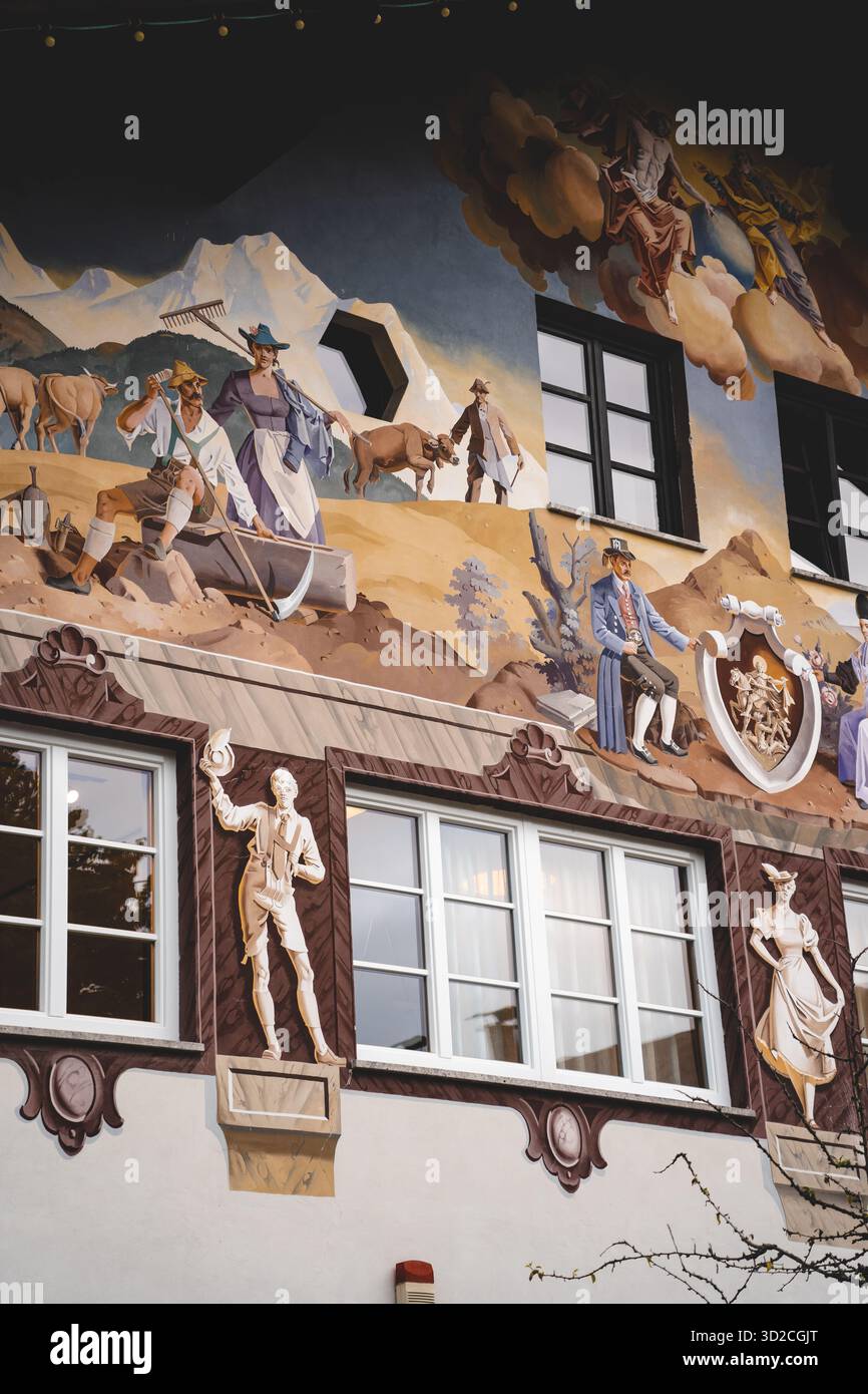 Tradizionale arte murale della facciata a Garmisch Partenkirchen Germania Foto Stock