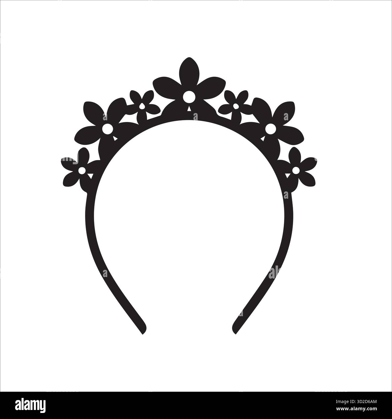 Archetto floreale o icona a forma di corona per decorazioni di bellezza, moda o celebrazione Illustrazione Vettoriale