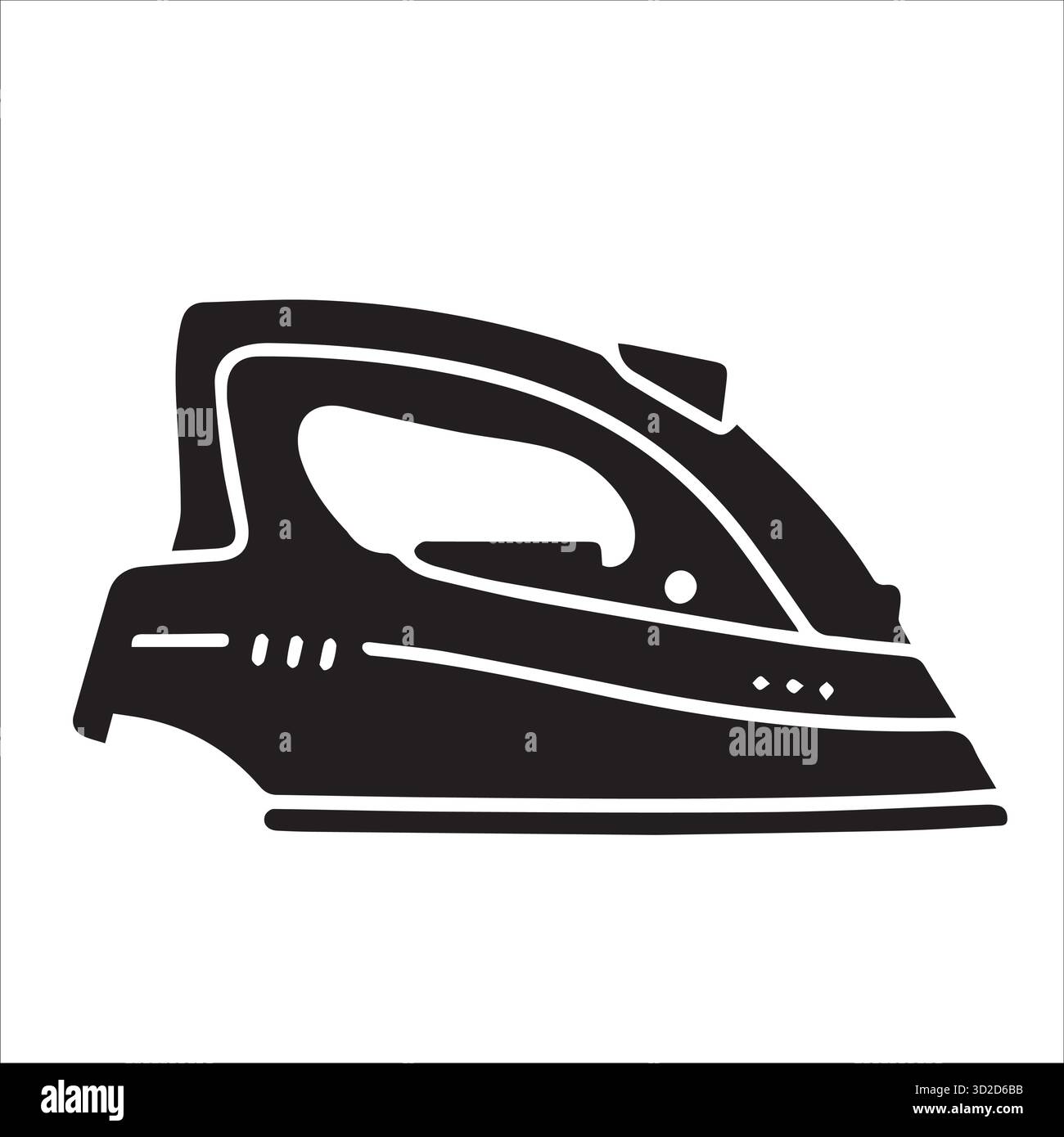 Icona del ferro elettrico per i simboli di abbigliamento, lavanderia e elettrodomestici Illustrazione Vettoriale