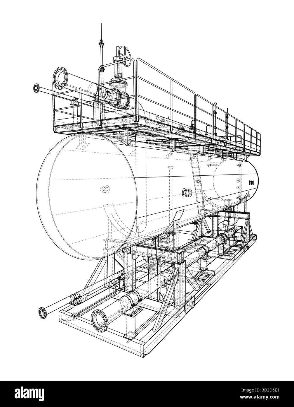 Progetto serbatoio industriale. Vettore Illustrazione Vettoriale