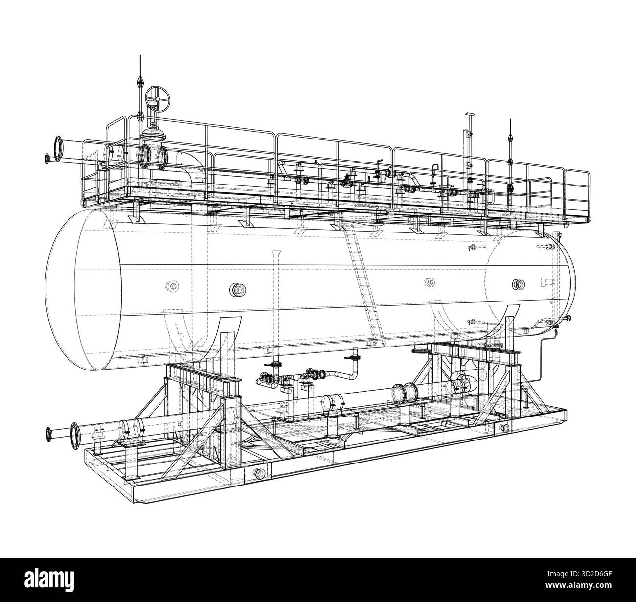 Progetto serbatoio industriale. Vettore Illustrazione Vettoriale