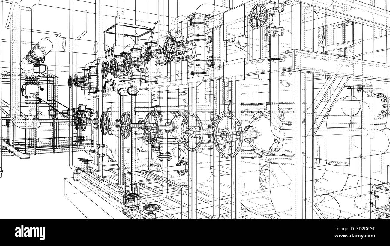Progetto di tubazioni industriali. Vettore Illustrazione Vettoriale