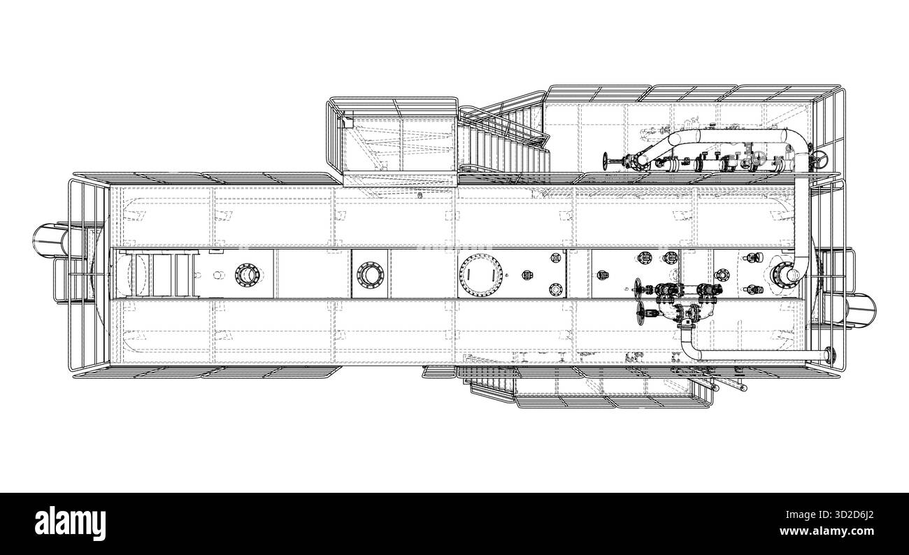 Progetto serbatoio industriale. Vettore Illustrazione Vettoriale