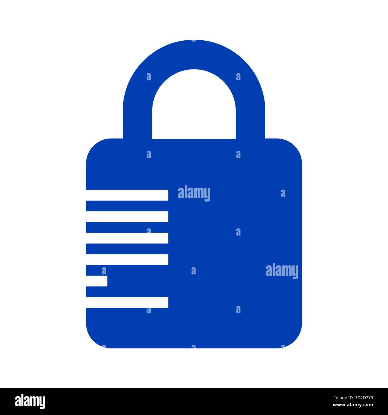 Icona blu con lucchetto digitale con linee orizzontali simbolo vettoriale che rappresenta la sicurezza e la privacy ideale per concetti tecnologici di progettazione della protezione Illustrazione Vettoriale