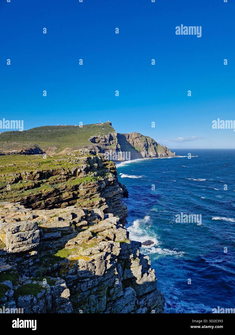 Vista dal passaggio pedonale della Penisola del Capo fino al Capo di buona speranza, in Sudafrica. Foto Stock