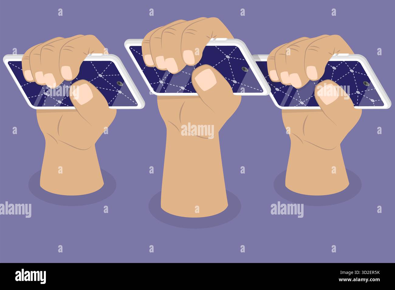 Illustrazione concettuale piatta isometrica 3D della rivoluzione digitale, protesta online illustrazione concettuale piatta isometrica 3D della rivoluzione digitale, protesta online Foto Stock