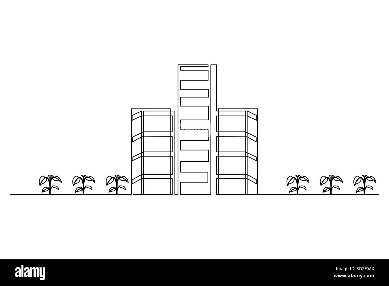 Edificio per uffici a una linea continua disegnando un'illustrazione vettoriale minimalista Illustrazione Vettoriale