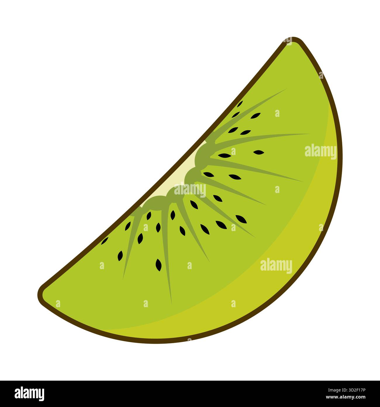 Kiwi Slice fresco. Ideale per l'uso in concetti di alimenti sani, confezioni di frutta, menu, poster o progetti digitali relativi a nutrizione e freschezza. Illustrazione Vettoriale