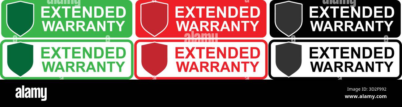 Icone del logo della garanzia estesa per la garanzia del prodotto e la protezione del cliente Illustrazione Vettoriale