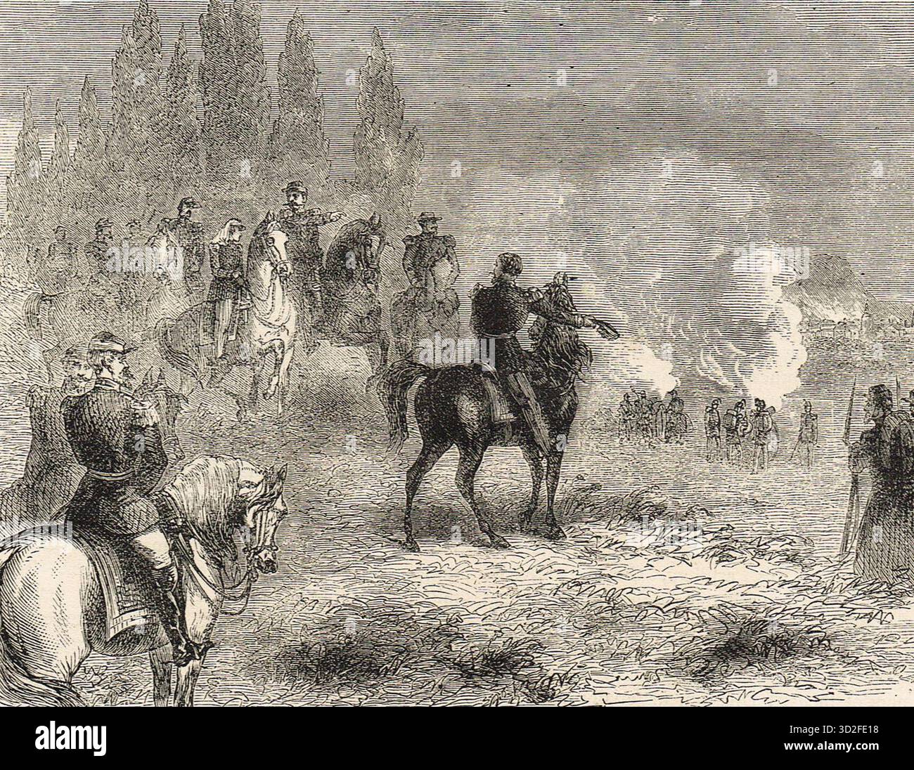 L'imperatore Napoleone III e il principe imperiale prima di Saarbrücken durante la guerra franco-prussiana. La battaglia di Saarbrücken del 2 agosto 1870 fu il primo grande scontro tra l'Impero francese e il Regno di Prussia durante la guerra franco-prussiana. Foto Stock