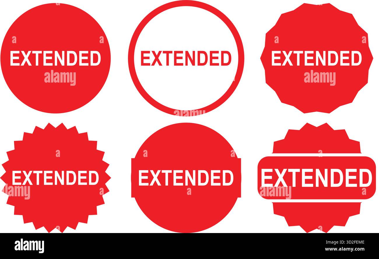 Etichette di offerta estesa e distintivi di vendita per promozioni e sconti Illustrazione Vettoriale