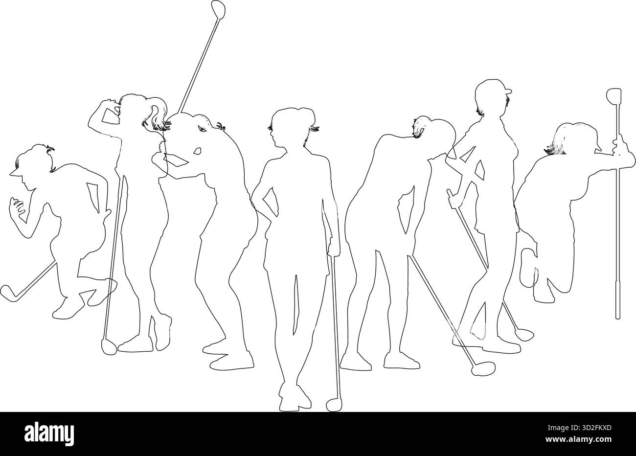 Gli amanti del golf silhouette Golf People silhouette Illustrazione Vettoriale