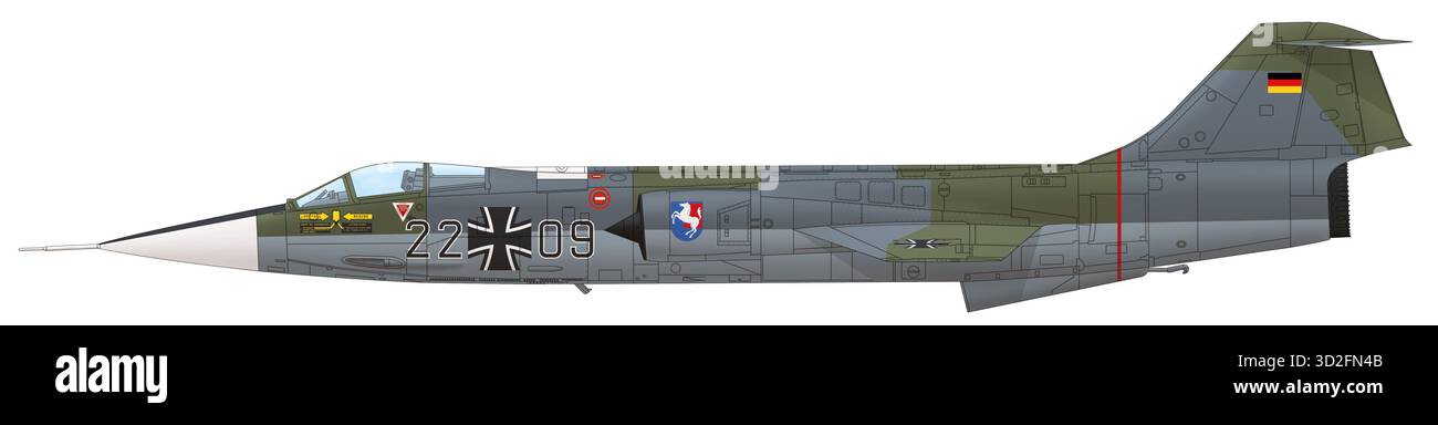 Lockheed F-104G Starfighter del JaboG 36, Rheine Hopstein, 1973 Foto Stock