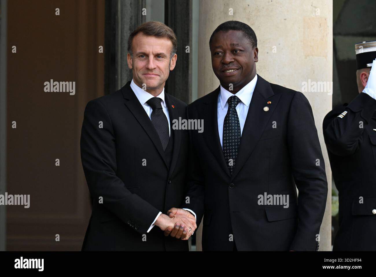 Parigi, Francia. 30 ottobre 2025. Intervista a Faure GNASSINGBE, Presidente del Consiglio della Repubblica togolese - Emmanuel Macron, il Presidente della Repubblica francese sta ospitando colloqui di alto livello e una conferenza presso il Palazzo Elysee per sostenere la pace e la prosperità nella regione dei grandi Laghi a Parigi, Francia, il 30 ottobre 2025. (Foto di Lionel Urman/Sipa USA) credito: SIPA USA/Alamy Live News Foto Stock