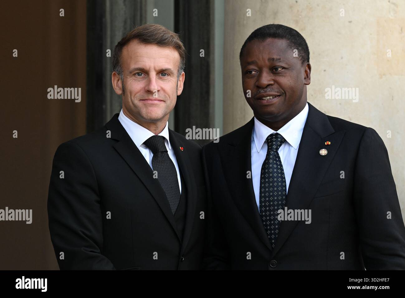 Parigi, Francia. 30 ottobre 2025. Intervista a Faure GNASSINGBE, Presidente del Consiglio della Repubblica togolese - Emmanuel Macron, il Presidente della Repubblica francese sta ospitando colloqui di alto livello e una conferenza presso il Palazzo Elysee per sostenere la pace e la prosperità nella regione dei grandi Laghi a Parigi, Francia, il 30 ottobre 2025. (Foto di Lionel Urman/Sipa USA) credito: SIPA USA/Alamy Live News Foto Stock