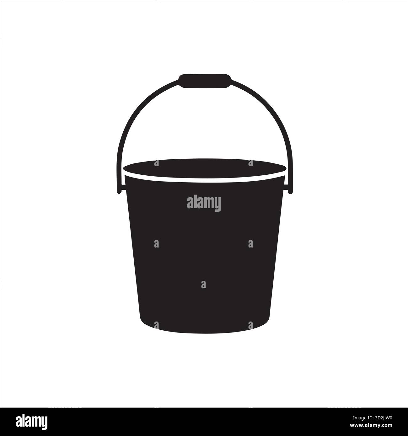 Secchio in plastica nero con manico, contenitore multiuso per la casa, il giardino e il lavoro Illustrazione Vettoriale
