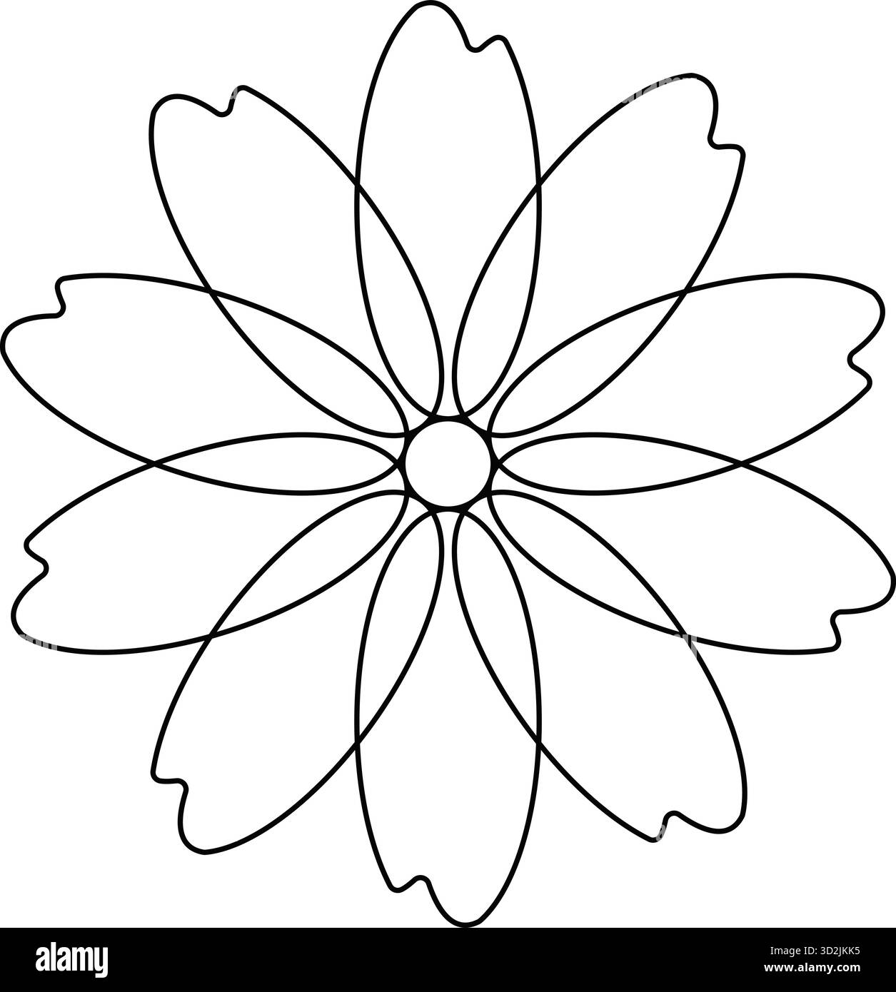 Semplice fiore di line art con petali morbidi vettoriali isolati su sfondo bianco per colorare progetti creativi decorazione artistica di illustrazioni Illustrazione Vettoriale