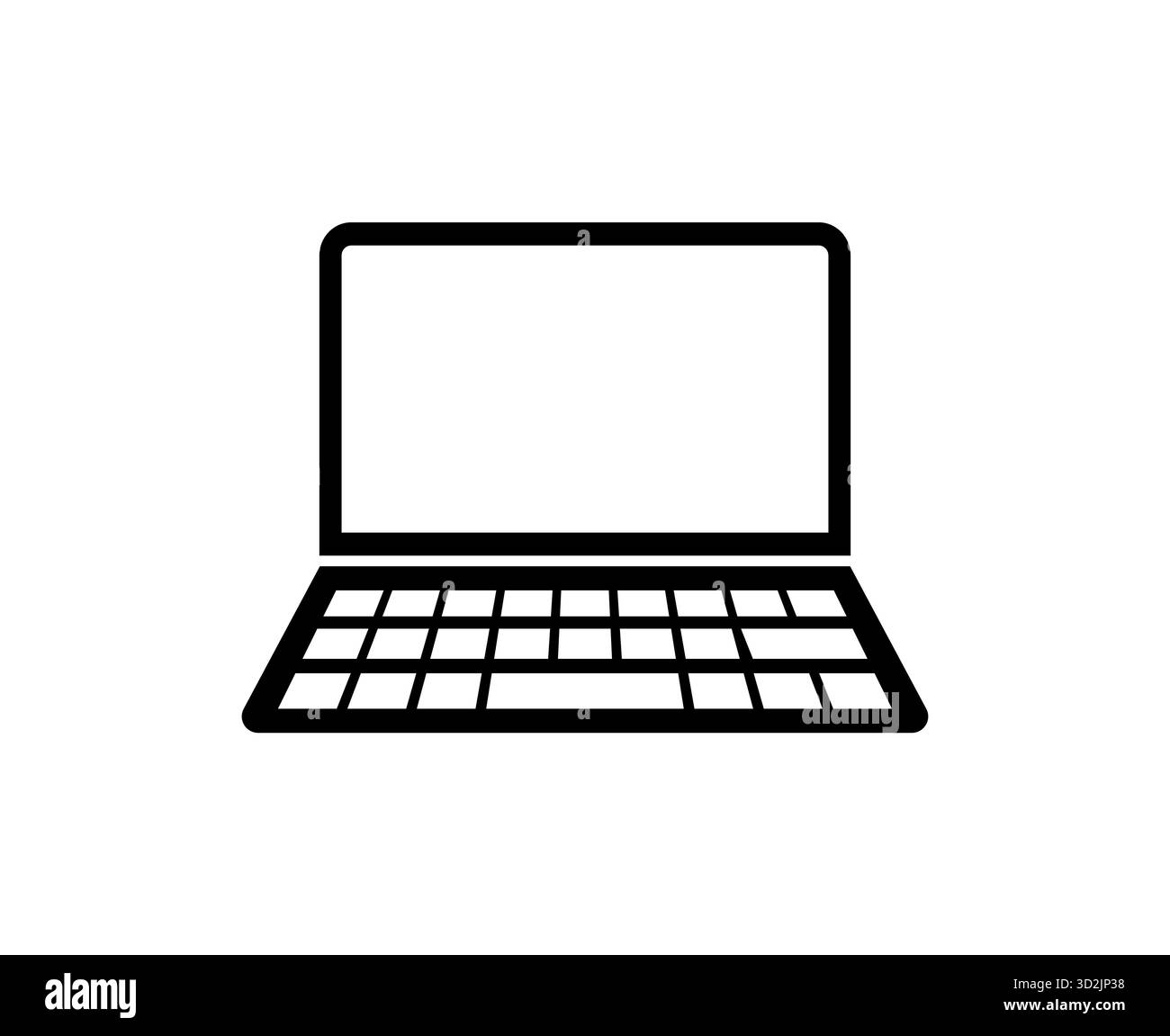 Icona nera vettoriale di un laptop isolata su sfondo bianco che rappresenta la tecnologia digitale e il dispositivo di elaborazione portatile ideale per le aziende Illustrazione Vettoriale