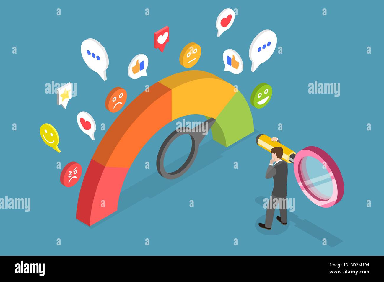 Illustrazione concettuale piatta isometrica 3D di Sentiment Analysis, feedback dei clienti, revisione dei clienti illustrazione concettuale piatta isometrica 3D di Sentiment Analysis, feedback dei clienti, revisione dei clienti Foto Stock