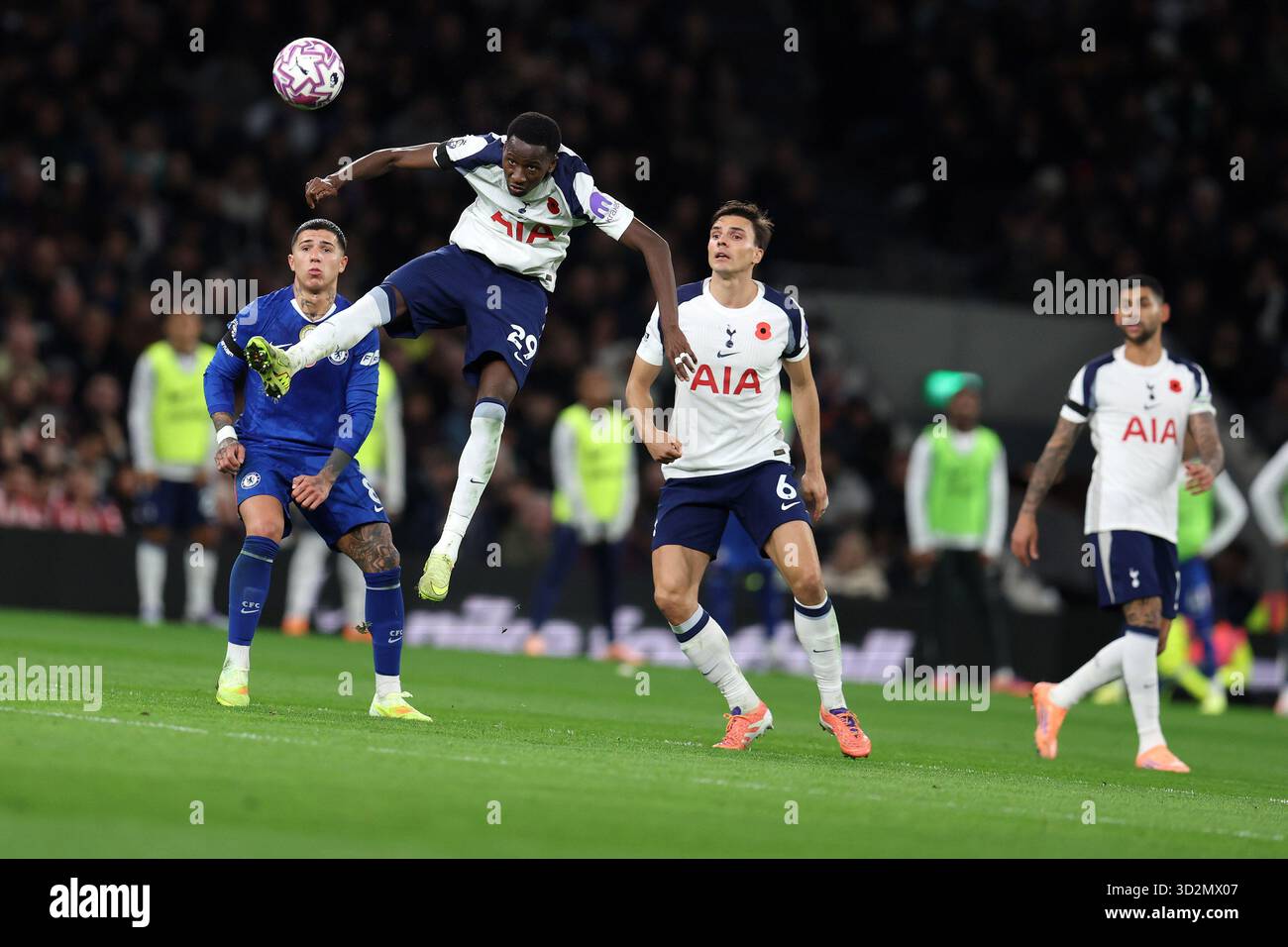 Londra, Regno Unito. 1 novembre 2025. Pape Matar Sarr di Tottenham Hotspur (29) in azione. Partita di Premier League, Tottenham Hotspur contro Chelsea allo stadio Tottenham Hotspur di Londra sabato 1 novembre 2025. Questa immagine può essere utilizzata solo per scopi editoriali. Foto per uso editoriale di Andrew Orchard/Alamy Live news Foto Stock