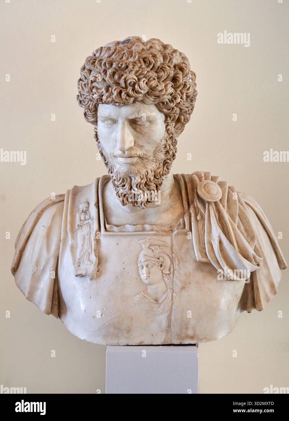 LUCIO VERO (130 d.C. - 169 d.C.), fratello dell'imperatore Marco Aurelio, Ritratto basato su un tipo di circa 166 d.C., busto rinascimentale, Museo Correr, Pia Foto Stock