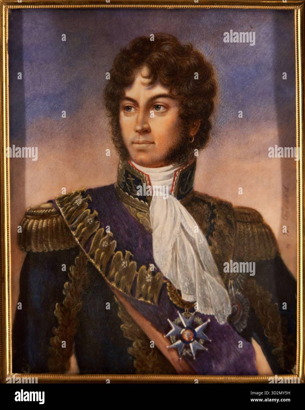 Pittore tedesco (di Francesco Gérard), Ritratto di Gioacchino Murat, dopo il 1805, acquerello e gouache in avorio, ritratti in miniatura, Paola Sancass Foto Stock