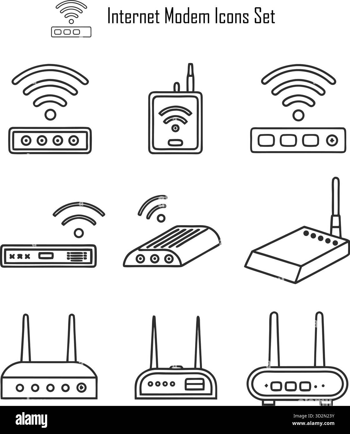 Modem Internet ad alta velocità con router Wi-Fi per la casa o l'ufficio Illustrazione Vettoriale
