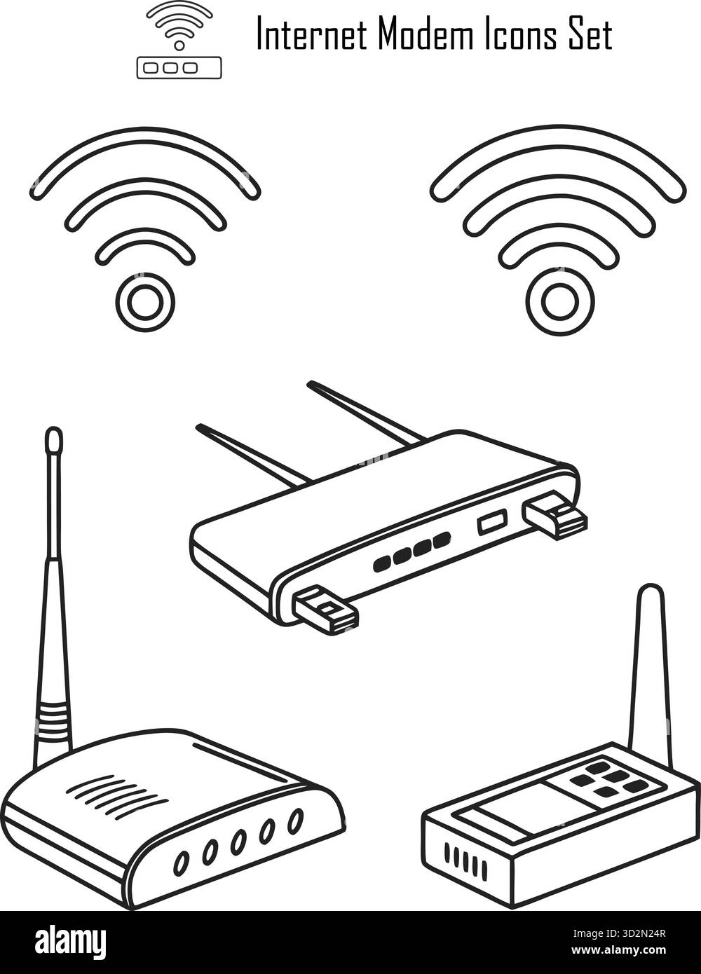 Modem Internet ad alta velocità con router Wi-Fi per la casa o l'ufficio Illustrazione Vettoriale