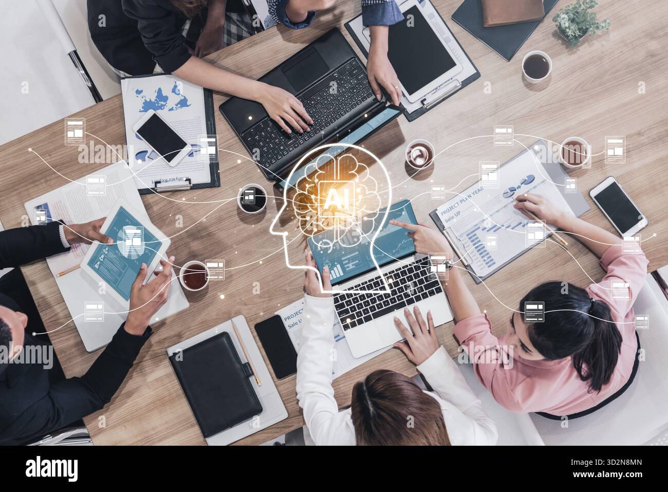 L'INTELLIGENZA ARTIFICIALE trasforma il modo in cui gestiamo i dati digitali. Dall'indicizzazione intelligente alla ricerca basata sull'intelligenza artificiale, la gestione dei file diventa intelligente. La gestione dei file AI migliora la velocità Foto Stock