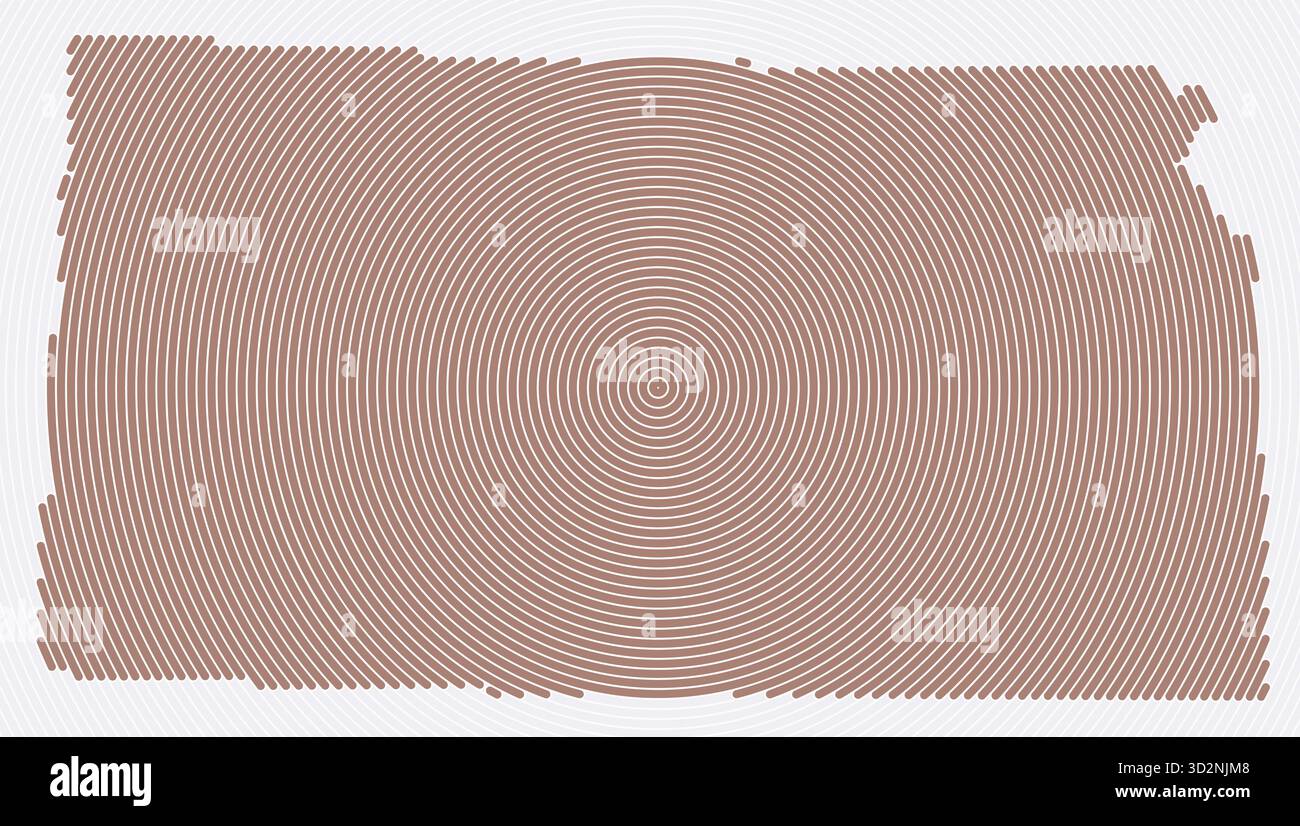 Anelli a forma di Kansas. Mappa di stato formata da cerchi impilati. Design della forma del confine del Kansas. Illustrazione vettoriale VIBRANT. Illustrazione Vettoriale