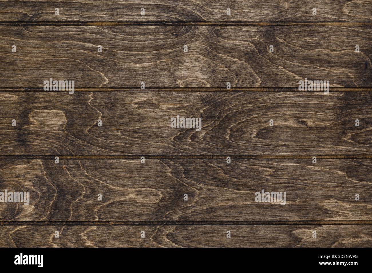 Sfondo con struttura in legno. Imitazione di tavole di legno dipinte con macchia marrone. Foto Stock