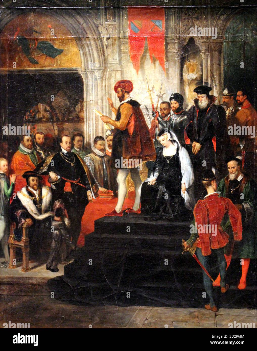 Lettura della sentenza di morte di Maria Stuart, di Eugène Devéria Foto Stock