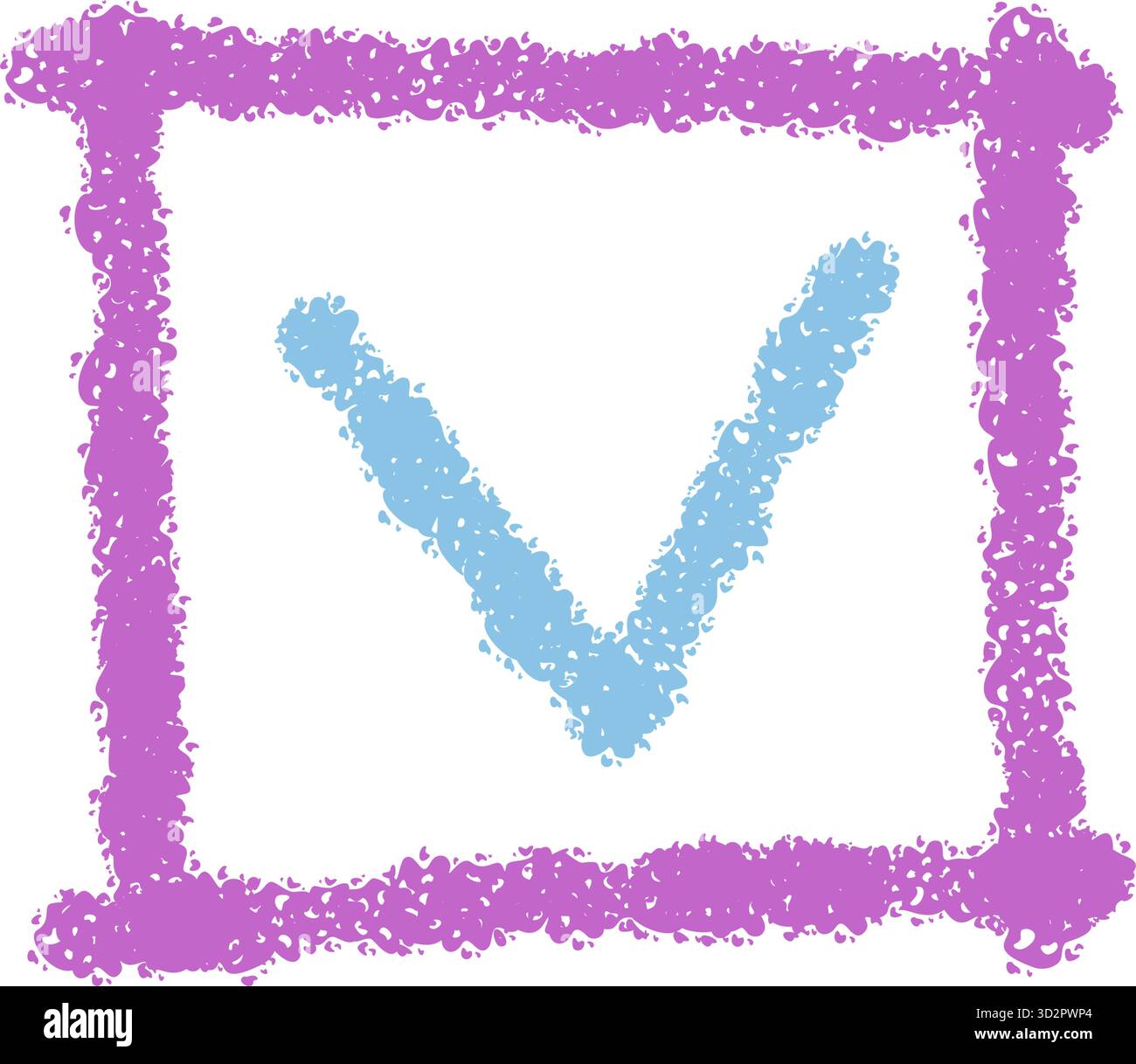 Icona della casella di controllo blu gesso disegnato a mano Illustrazione Vettoriale