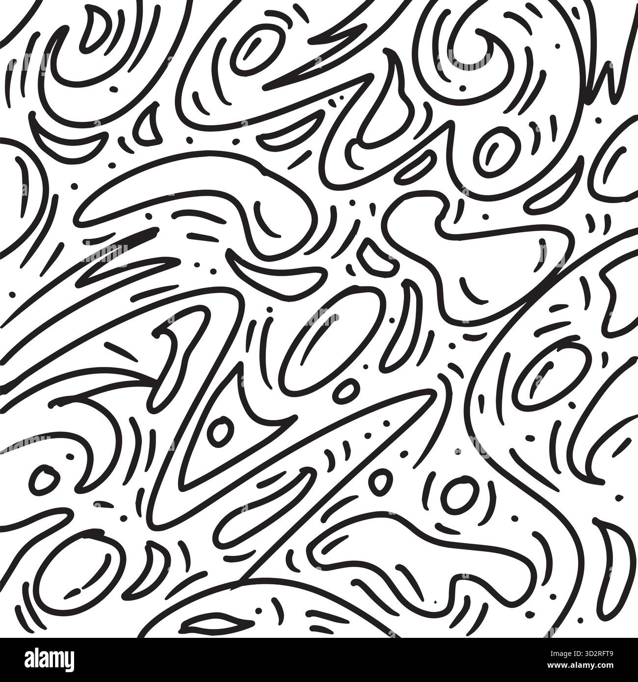 Mano astratta disegna le onde disegna il pattern delle linee su sfondo bianco. Illustrazione Vettoriale