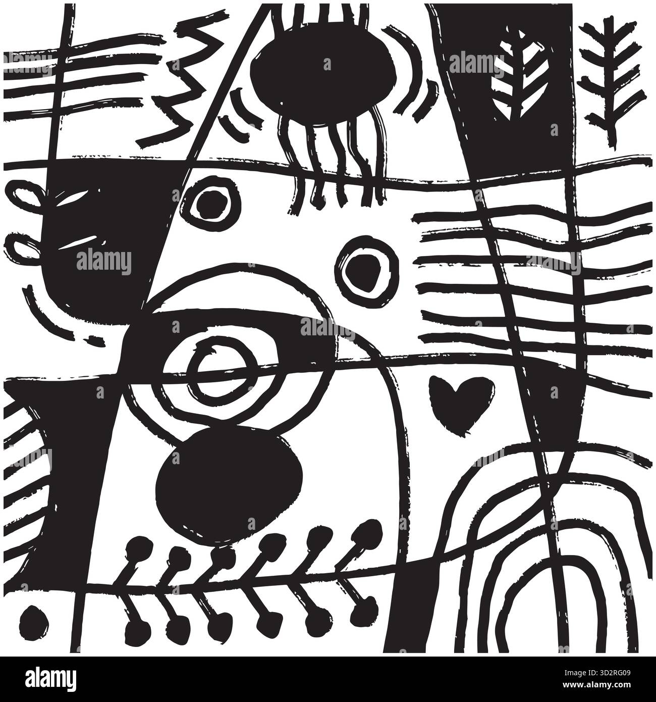 Sfondo astratto disegnato a mano. Illustrazione vettoriale in bianco e nero. Schema Doodle. Illustrazione Vettoriale