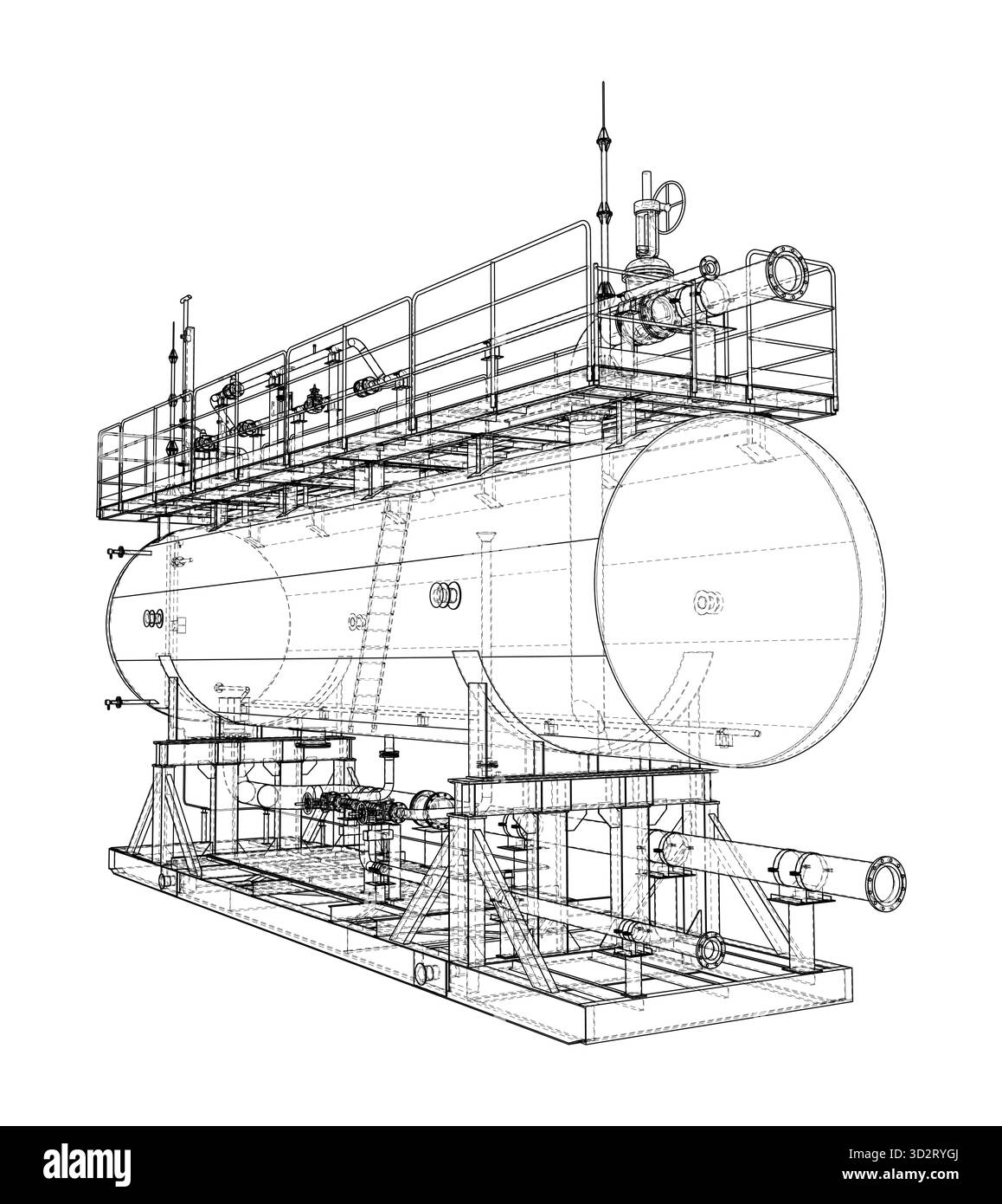 Progetto serbatoio industriale. Vettore Illustrazione Vettoriale