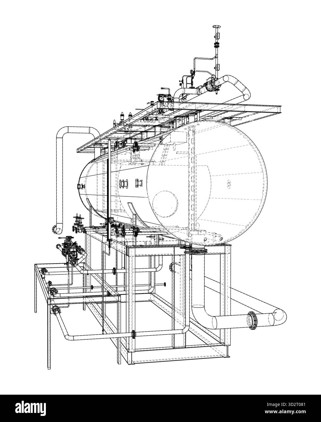 Progetto serbatoio industriale. Vettore Illustrazione Vettoriale