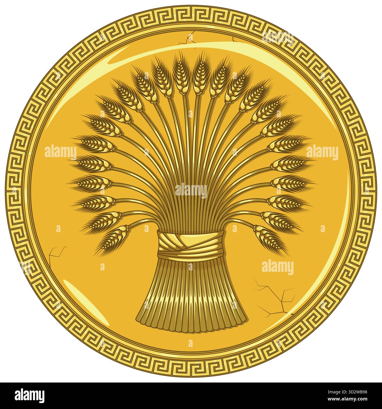 Anfora greca con Sheaf of Wheat, Sheaf of Cereal from an Organic Farm, Field Product for Flour making Illustrazione Vettoriale