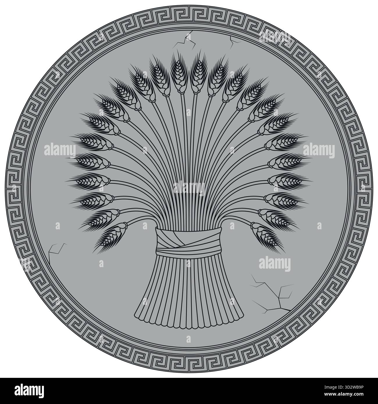 Anfora greca con Sheaf of Wheat, Sheaf of Cereal from an Organic Farm, Field Product for Flour making Illustrazione Vettoriale