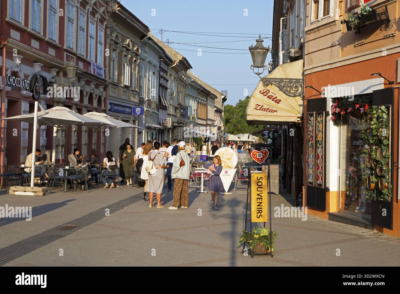 Via Dunavska o Danube, zona pedonale, città vecchia, Novi Sad, provincia della Vojvodina, Serbia Foto Stock