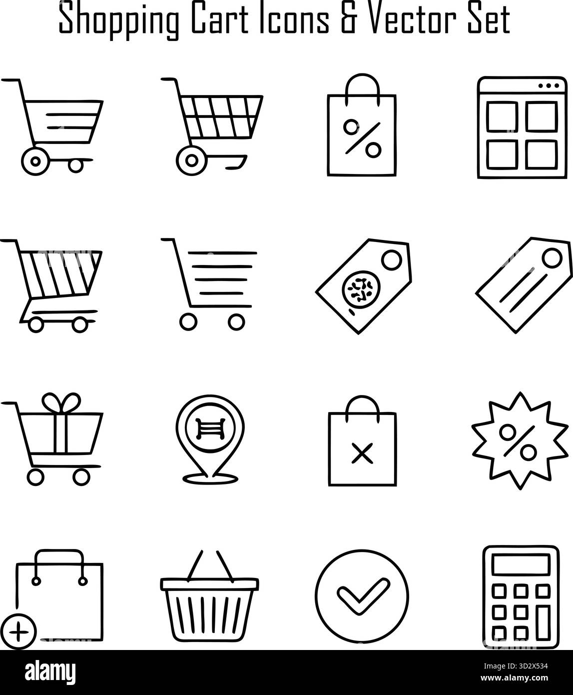 Carrello pieno di generi alimentari nella corsia del supermercato Illustrazione Vettoriale